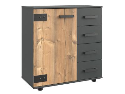 Pegane Commode 4 tiroirs - Ch&ecirc;ne