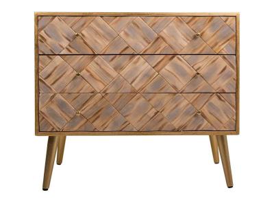 Commode, meuble de rangement en bois avec 3 tiroirs - longueur 73 x profondeur 36 x hauteur 65 cm