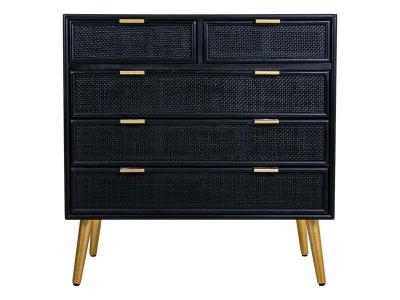 Commode, meuble de rangement en bois coloris noir - longueur 80 x profondeur 39,50 x hauteur 81 cm