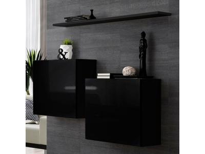 Ensemble meuble TV mural  - Switch SB I - 130 cm  x 110 cm x 30 cm  - Noir