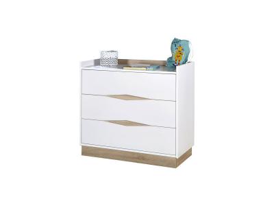 Commode 3 tiroirs nais blanc et bois