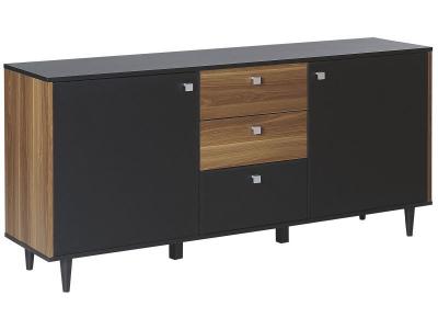Beliani - Commode noire et bois fonc&eacute; KURO