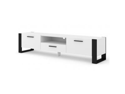 BIM FURNITURE Meuble TV moderne blanc mat et noir mat en HDF et ABS 