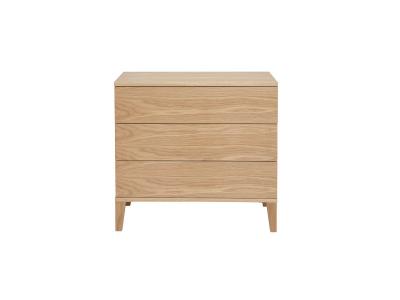 Commode scandinave en bois clair ch&ecirc;ne 3 tiroirs l80 cm freddy