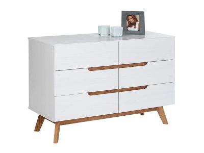 Commode TIBOR, 6 tiroirs, lasur&eacute; blanc 