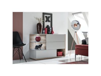 Commode vitr&eacute;e silk - l 120 x p 40 x h 77 cm - gris