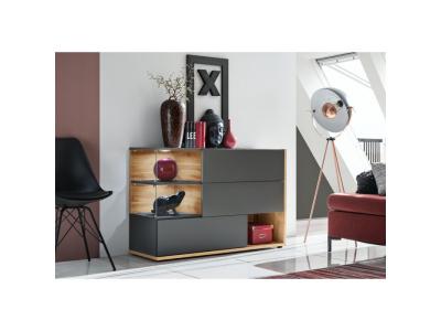 Commode vitr&eacute;e silk - l 120 x p 40 x h 77 cm - gris anthracite