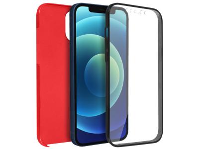 AVIZAR Coque pour iPhone 12 / 12 Pro Arri&egrave;re Rigide et Avant Souple Antichoc Rouge 