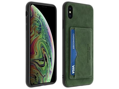 AVIZAR  Coque arri&egrave;re en silicone/simili cuir vert effet vintage pour Apple iPhone XS Max
