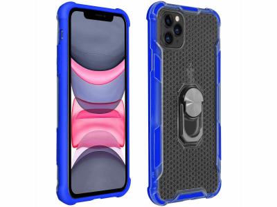 AVIZAR Coque iPhone 11 Pro Max Bi-mati&egrave;re Contour Bumper Bague m&eacute;tallique bleu fonc&eacute;