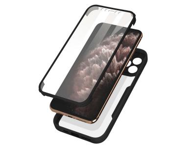 AVIZAR Coque pour iPhone 11 Pro Max Dos Plexiglas Avant Polym&egrave;re Coins Renforc&eacute;s Contour Noir 