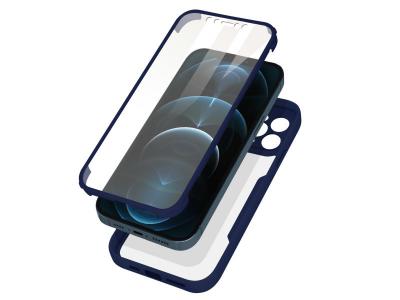 AVIZAR Coque pour iPhone 12 Pro Max Dos Plexiglas Avant Polym&egrave;re Coins Renforc&eacute;s Contour Bleu Nuit 
