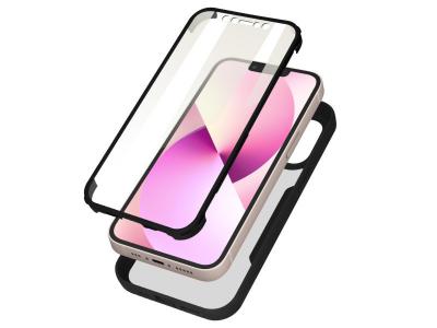 AVIZAR Coque pour iPhone 13 Dos Plexiglas Avant Polym&egrave;re Coins Renforc&eacute;s Contour Noir 