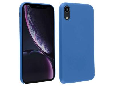 AVIZAR Coque iPhone XR Silicone Semi-rigide Mat Finition Soft Touch bleu nuit 