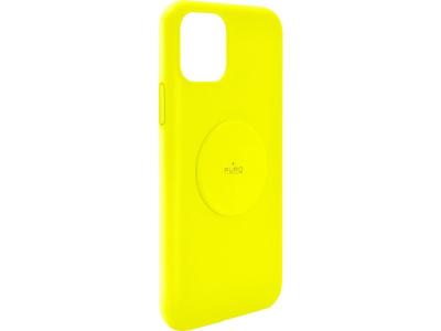 PURO Coque Silicone Icon aimant&eacute;e Jaune Fluo pour iPhone 11  - Neuf