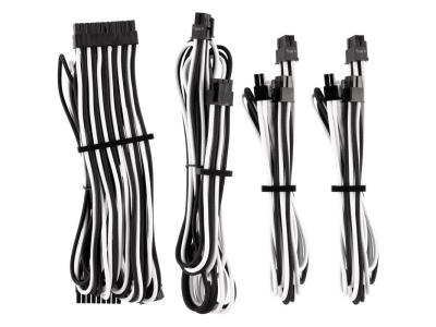 CORSAIR Kit de d&eacute;marrage de c&acirc;bles pour alimentation de type 4 Gen 4 &agrave; gainage individuel &ndash; blanc/noir