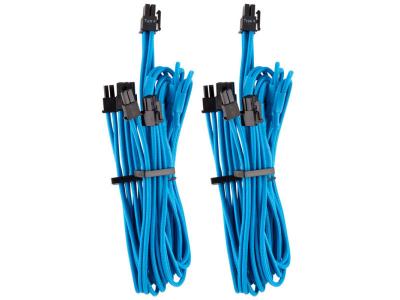CORSAIR  premium sleeved pcie dual-kabel, doppelpack (gen 4) - blau