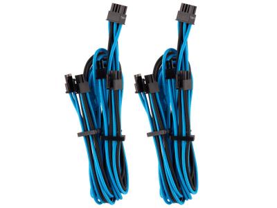 CORSAIR  premium sleeved pcie dual-kabel, doppelpack (gen 4) - blau/sc