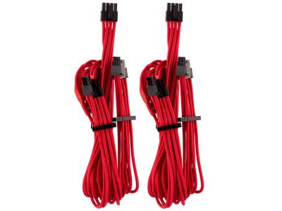 CORSAIR C&acirc;bles PCIe (connecteur double) type 4 Gen 4 &agrave; gainage individuel  Premium &ndash; rouges