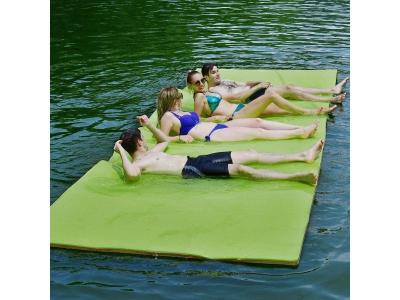 COSTWAY  - Tapis Flottant de Piscine 355 x 183 cm, Matelas Flottant d'Eau 4-6 Personnes 3 Couches Mousse xpe R&eacute;sistant avec Dispositif d'Amarrage et