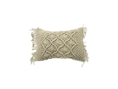 Macrame - Coussin en coton tress&eacute; naturel 40x60 - Beige