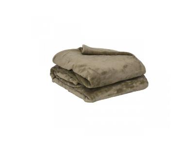 POYET MOTTE Couverture Microflanelle Taupe 100% polyester 280g 180x220 