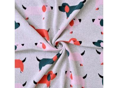 CLENOSAN Couverture pour b&eacute;b&eacute; en coton bio- Teckel -rose