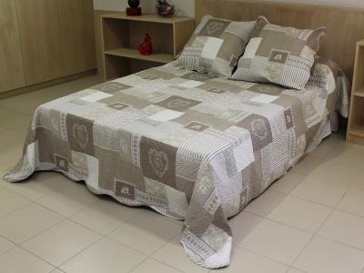 ALPES BLANC Couvre lit courchevel gris 1 place + 1 taie 