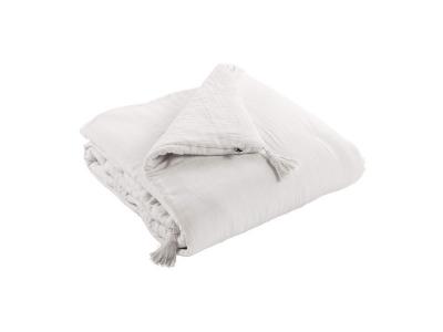 GENERIQUE Couvre-lit double gaze de coton blanc 90x200 cm 