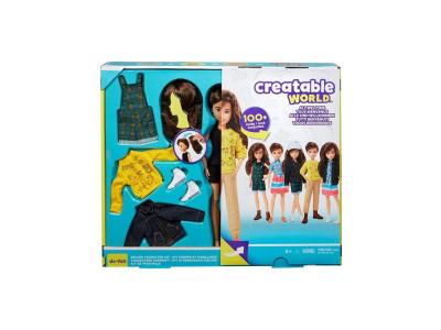 MATTEL Creatable world kit complet cheveux bruns pull jaune - gkv46 - poup&eacute;e mannequin - 6 ans et +