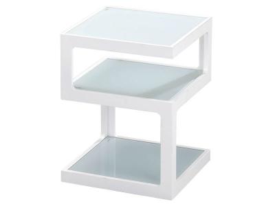 Chevet Blanc 3 Niveaux Plateaux en Verre - CUBIKA - ALTOBUY