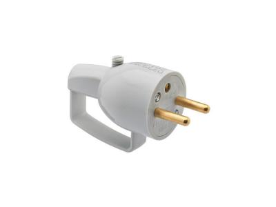 DEBFLEX  fiche m&acirc;le 2p+t 16 a sortie droite a coiffe avec anneau gris DEB713230