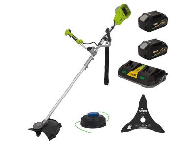VITO D&eacute;broussailleuse et Coupe bordure 40V 2 Batteries Lithium 4.0 Ah + Chargeur Double Lame 3 dents Bobine de fil + Harnais