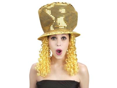 RIRE ET CONFETTI D&eacute;guisement Adulte, Chapeau Disco cheveux or - 