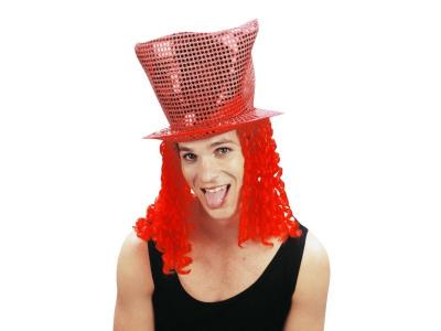 RIRE ET CONFETTI D&eacute;guisement Adulte, Chapeau Disco cheveux rouge - 