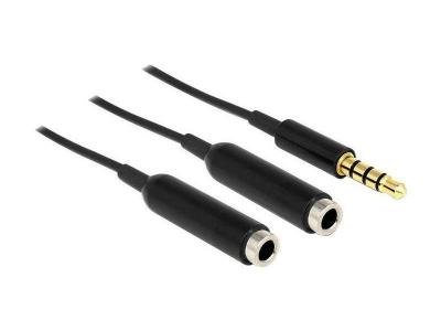 DELOCK C&acirc;ble audio  65575 [1x Jack m&acirc;le 3.5 mm - 2x Jack femelle 3.5 mm] 0.25 m noir