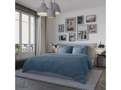 DODO Housse de couette jersey coloris denim 240x260 cm