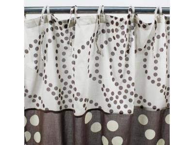 DOTS - Voilage en coton &agrave; motifs pois chocolat et blanc 110x250