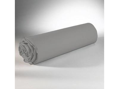 HOME LINGE PASSION Drap housse uni 100% coton - Bonnet 25cm - Gris clair - 90x190 cm