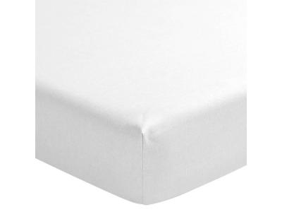 TERRE DE NUIT  Drap housse blanc 100% lin bonnet 30 cm 120x190 cm
