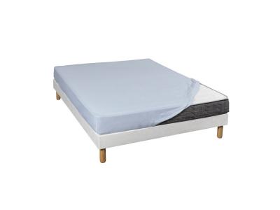 NON RENSEIGNE Drap housse bleu jersey coton Lycra Tencel 140x190 &agrave; 160x220 