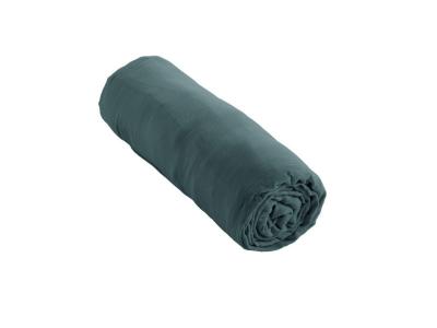 GENERIQUE Drap housse double gaze de coton bleu canard 160x200 cm - Bleu canard