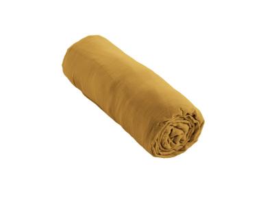 GENERIQUE Drap housse double gaze de coton jaune safran 160x200 cm - Jaune
