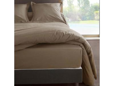 VENT DU SUD Drap housse percale M&eacute;line 2 LABELISSIM - Loutre - 160 x 200 cm