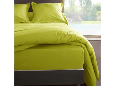 VENT DU SUD Drap housse vert anis en percale de coton 80 fils 180 x 200 x 30 cm