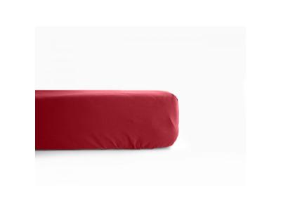 VENT DU SUD Drap housse en percale de coton - manoir - 160 x 200 cm - rubis