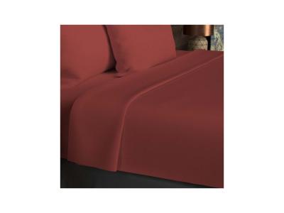 SOLEIL D OCRE Drap plat en coton 57 fils 180x290 cm UNI brique par Soleil docre