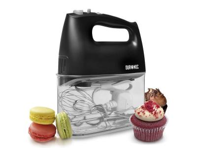 DURONIC Batteur &Eacute;lectrique Cuisine &Agrave; Main 400w 5 Vitesses Fonction Turbo 2 Batteurs 2 Crochets &Agrave; P&eacute;trir 1 Fouet  Hm4 Bk