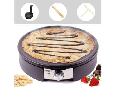 DURONIC Cr&ecirc;pi&egrave;re &Eacute;lectrique De 1500w 37 Cm Plaque De Cuisson Antiadh&eacute;sive Et D&eacute;montable Temp&eacute;rature Ajustable  Pm152