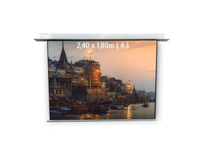 KIMEX Ecran de projection motoris&eacute; encastrable 2,40 x 1,80m (4/3)